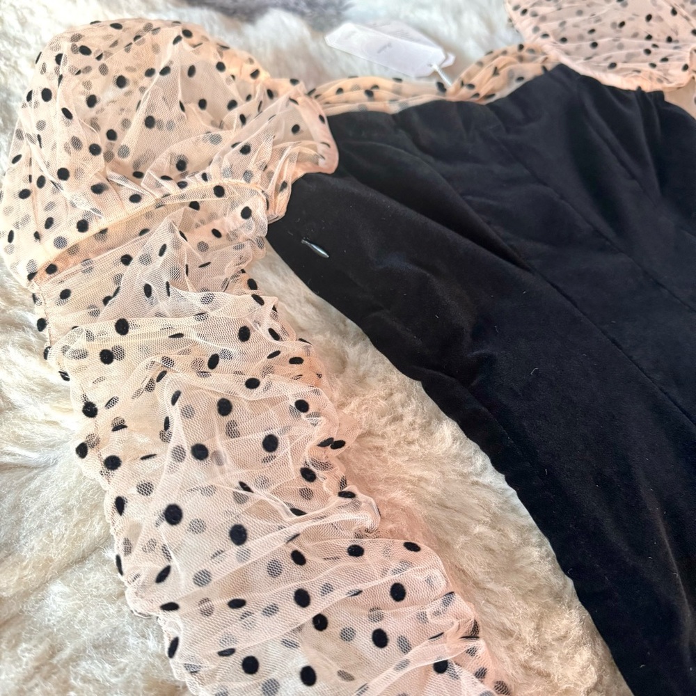 🍾♥️DÔEN ‘Criselda’ Tulle Heirloom Italian Cotton Velvet Long Dress Black 00